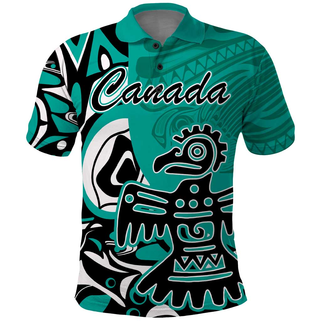 Personalized Canada Haida Eagle Polo Shirt Turquoise Style - Wonder Print Shop