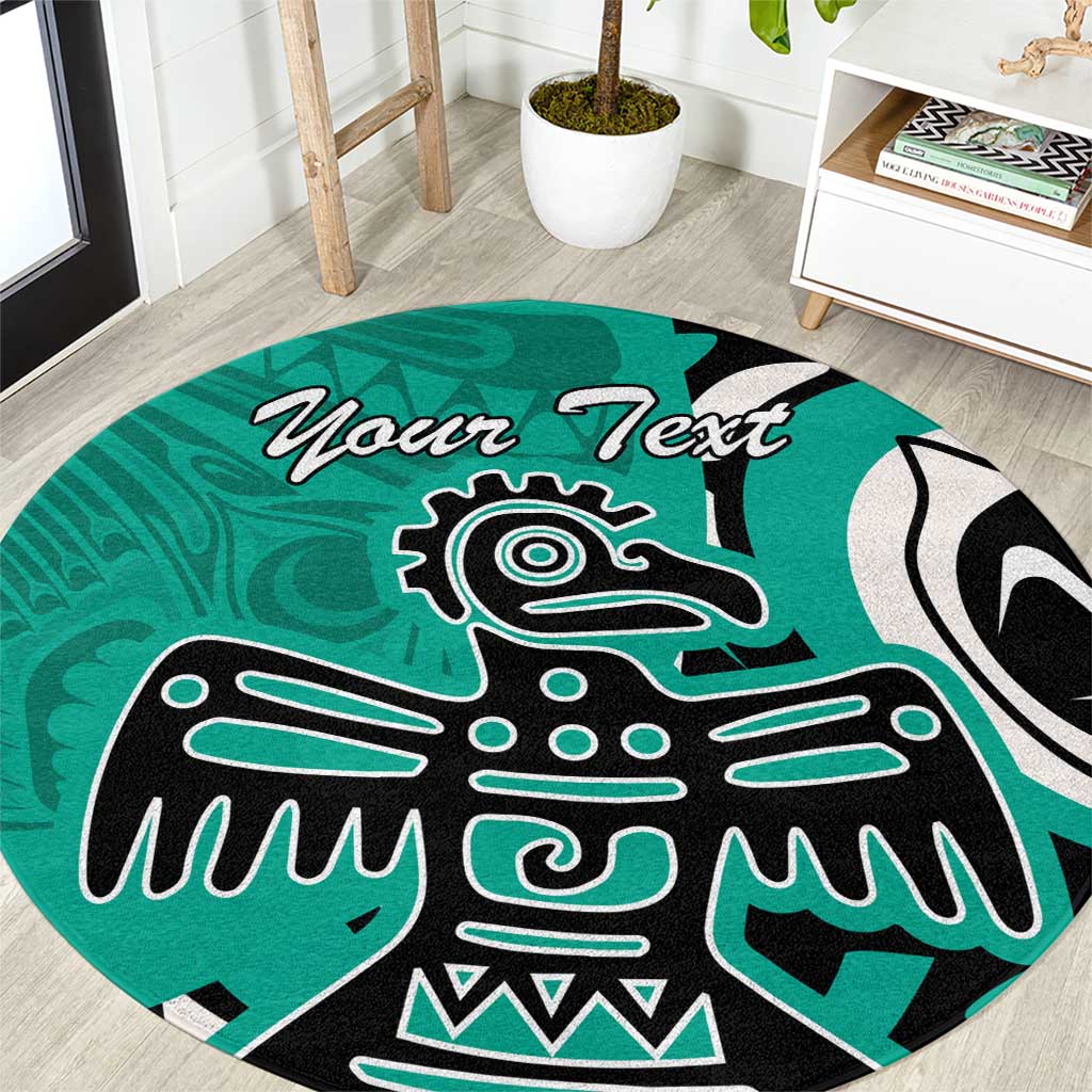 Personalized Canada Haida Eagle Round Carpet Turquoise Style