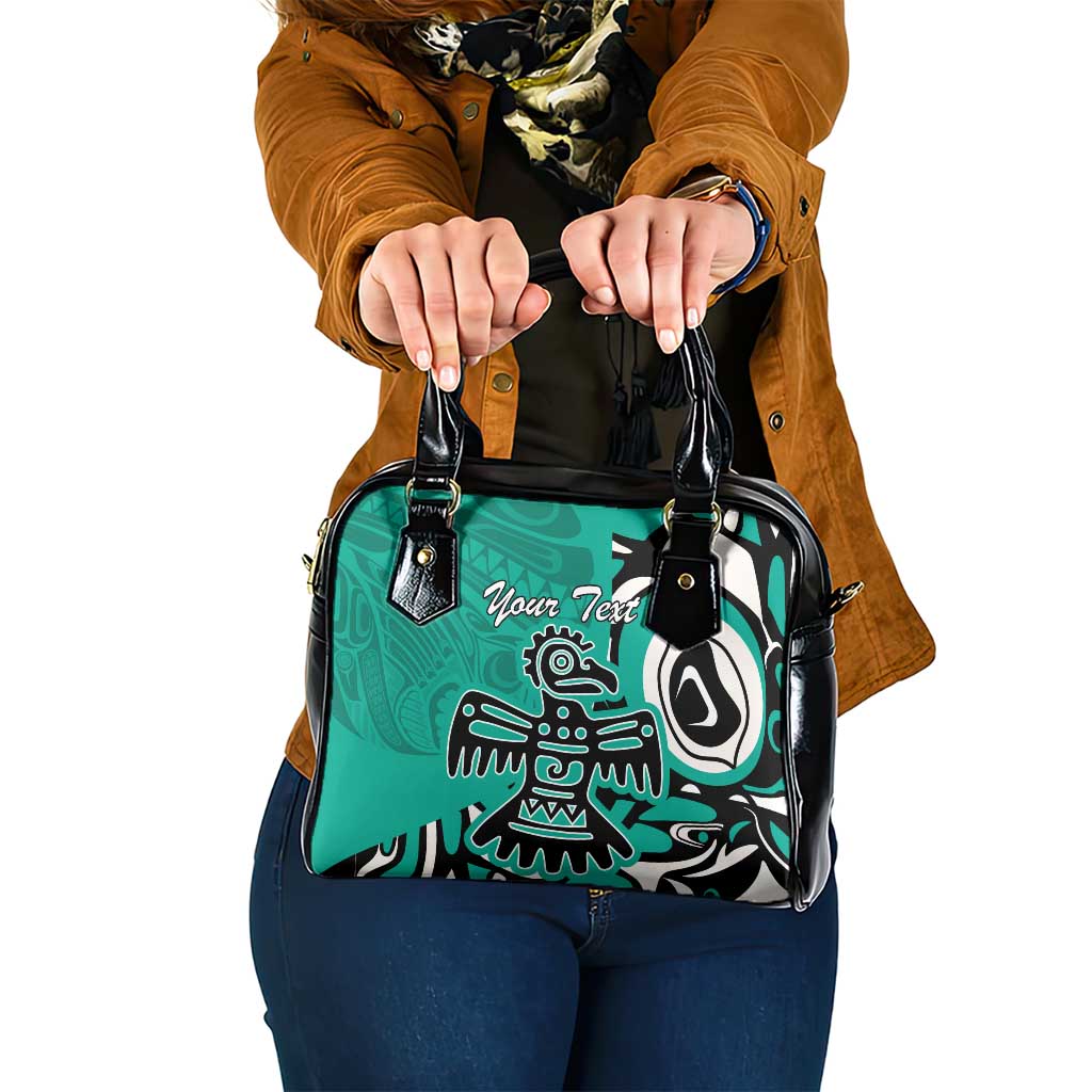 Personalized Canada Haida Eagle Shoulder Handbag Turquoise Style