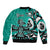 Personalized Canada Haida Eagle Sleeve Zip Bomber Jacket Turquoise Style