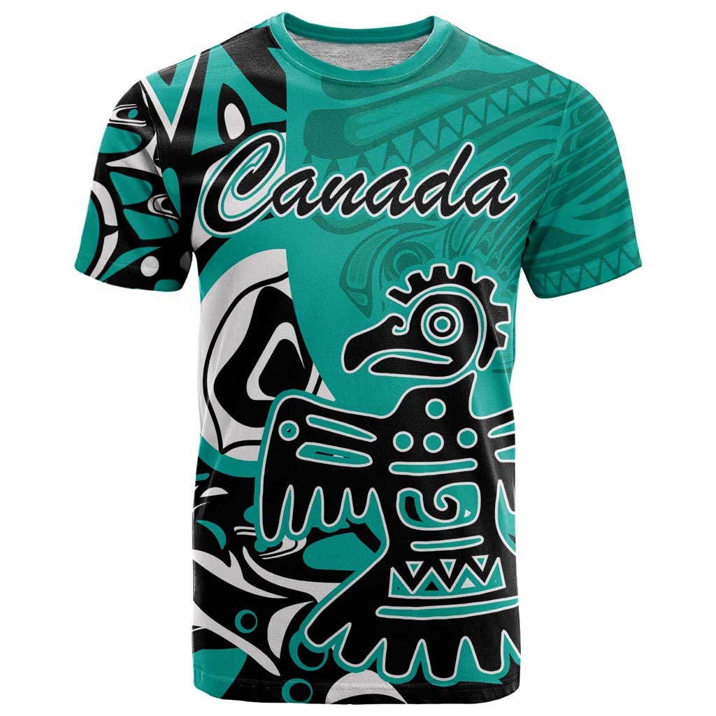 Personalized Canada Haida Eagle T Shirt Turquoise Style