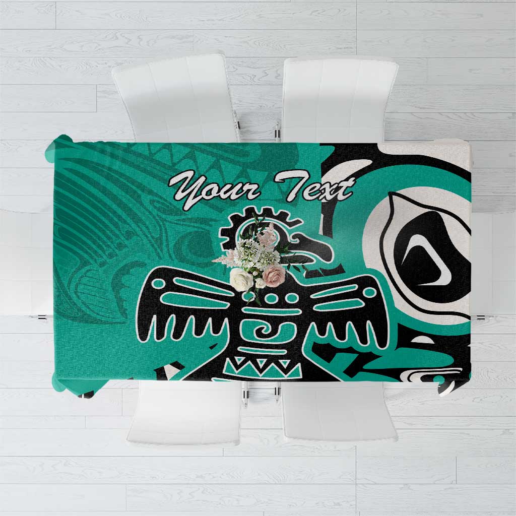 Personalized Canada Haida Eagle Tablecloth Turquoise Style