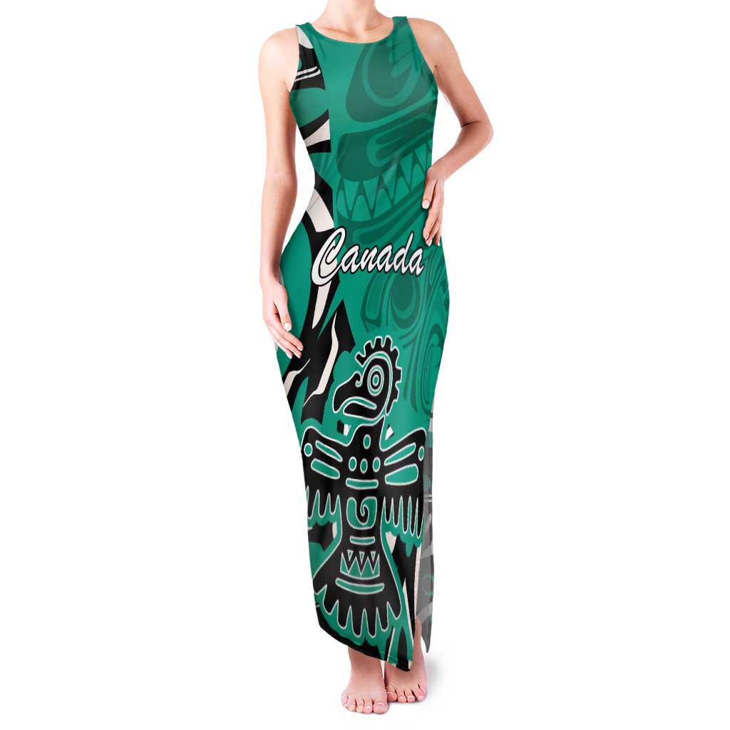 Personalized Canada Haida Eagle Tank Maxi Dress Turquoise Style