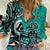 Personalized Canada Haida Eagle Women Casual Shirt Turquoise Style