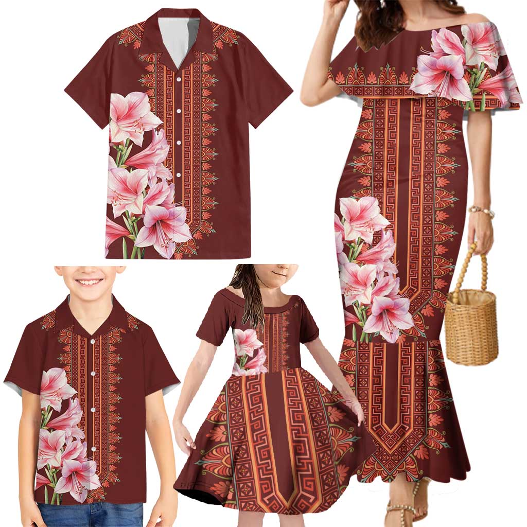 Africa Dashiki Family Matching Mermaid Dress and Hawaiian Shirt With Belladonna Lily - Wonder Print Shop