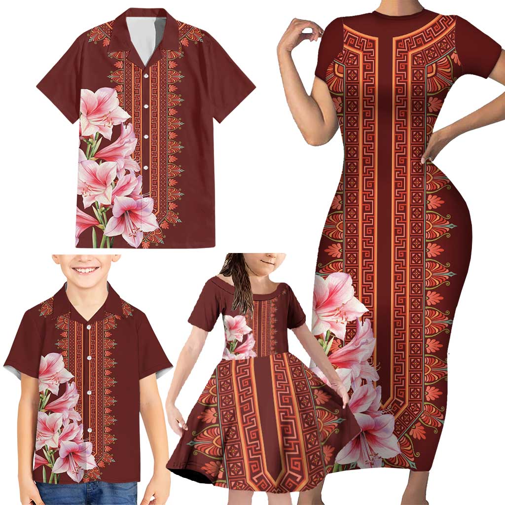 Africa Dashiki Family Matching Short Sleeve Bodycon Dress and Hawaiian Shirt With Belladonna Lily - Wonder Print Shop