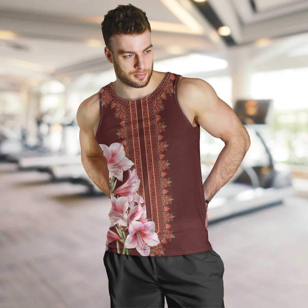 Africa Dashiki Men Tank Top With Belladonna Lily - Wonder Print Shop