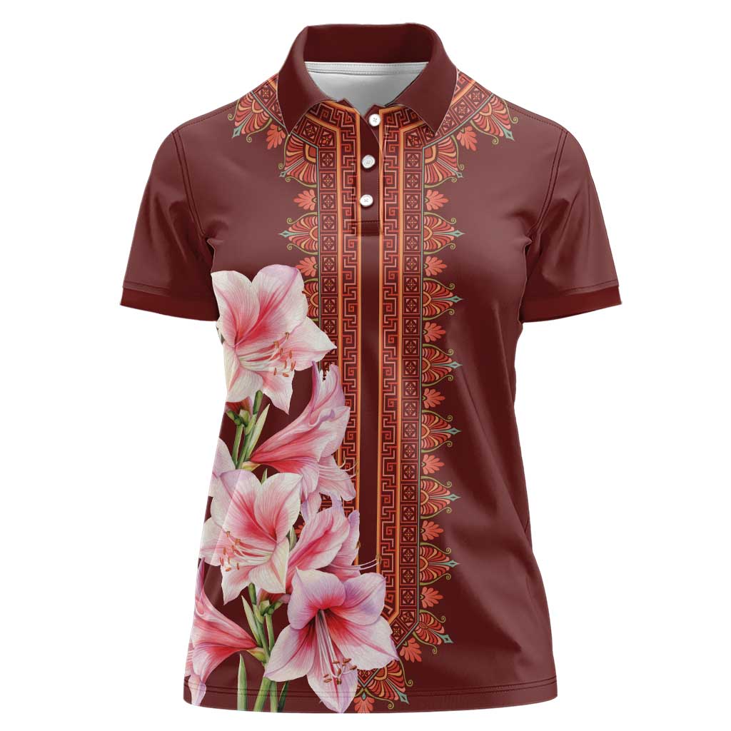 Africa Dashiki Women Polo Shirt With Belladonna Lily - Wonder Print Shop