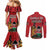 Kenya Couples Matching Mermaid Dress and Long Sleeve Button Shirt Coat Of Arms With Kente Patterns