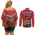 Kenya Couples Matching Off Shoulder Short Dress and Long Sleeve Button Shirt Coat Of Arms With Kente Patterns