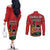 Kenya Couples Matching Off The Shoulder Long Sleeve Dress and Long Sleeve Button Shirt Coat Of Arms With Kente Patterns