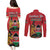 Kenya Couples Matching Puletasi and Long Sleeve Button Shirt Coat Of Arms With Kente Patterns