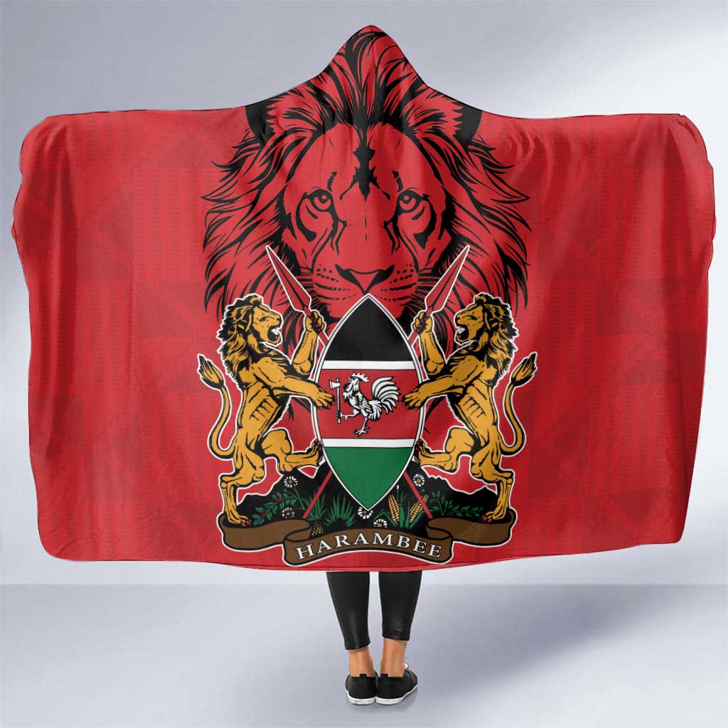 Kenya Hooded Blanket Coat Of Arms With Kente Patterns