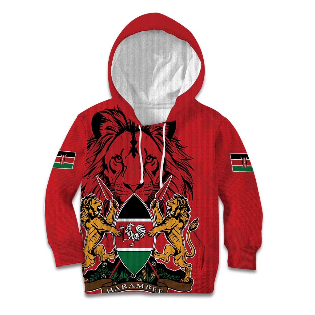 Kenya Kid Hoodie Coat Of Arms With Kente Patterns