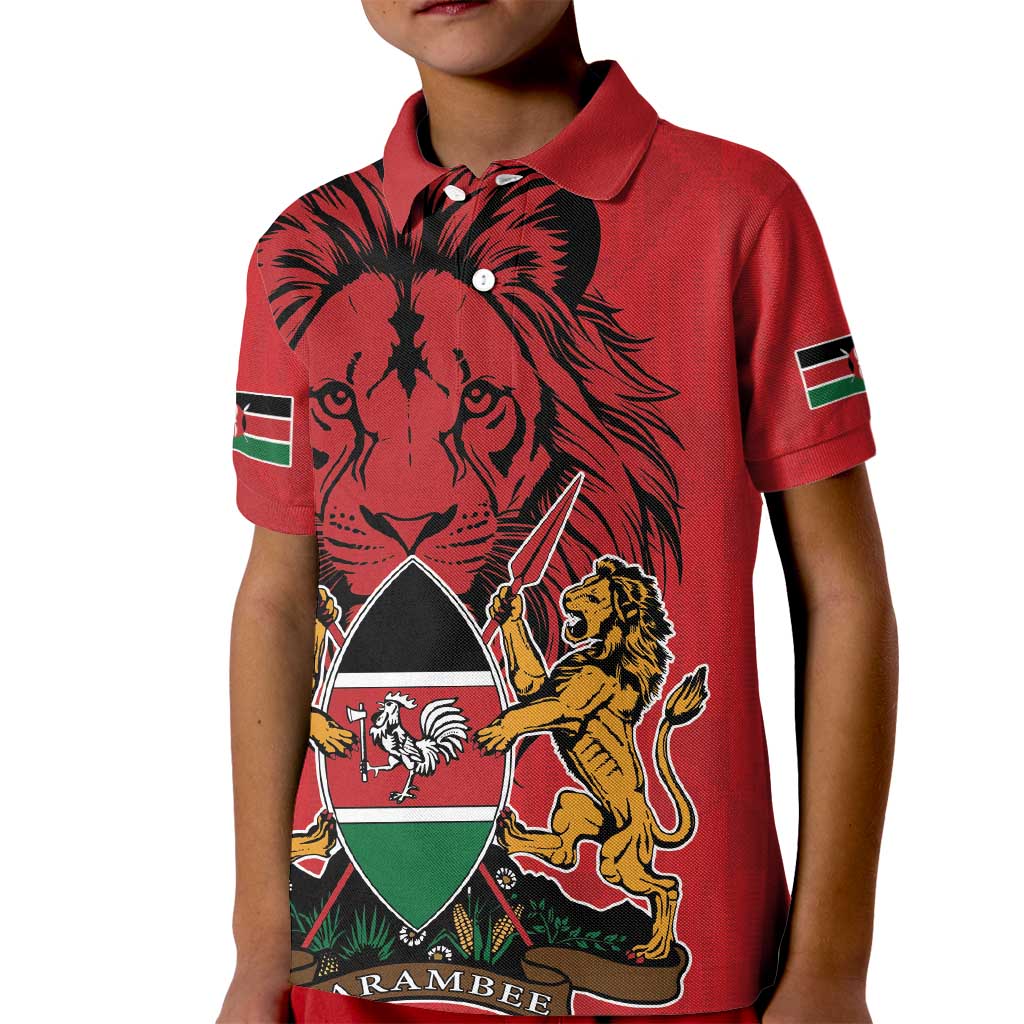 Kenya Kid Polo Shirt Coat Of Arms With Kente Patterns