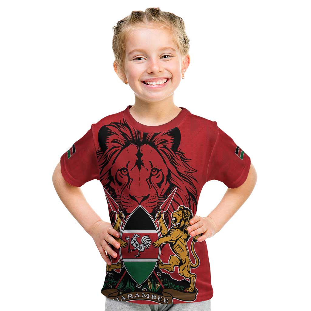 Kenya Kid T Shirt Coat Of Arms With Kente Patterns