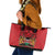 Kenya Leather Tote Bag Coat Of Arms With Kente Patterns