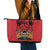 Kenya Leather Tote Bag Coat Of Arms With Kente Patterns