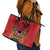 Kenya Leather Tote Bag Coat Of Arms With Kente Patterns