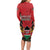 Kenya Long Sleeve Bodycon Dress Coat Of Arms With Kente Patterns