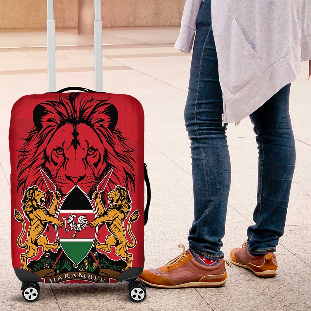 Kenya Luggage Cover Coat Of Arms With Kente Patterns