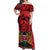 Kenya Off Shoulder Maxi Dress Coat Of Arms With Kente Patterns