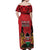 Kenya Off Shoulder Maxi Dress Coat Of Arms With Kente Patterns