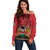 Kenya Off Shoulder Sweater Coat Of Arms With Kente Patterns