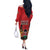 Kenya Off The Shoulder Long Sleeve Dress Coat Of Arms With Kente Patterns