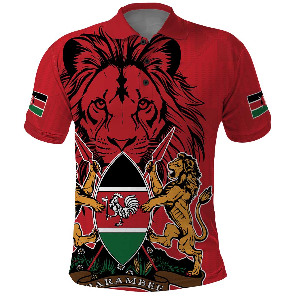 Kenya Polo Shirt Coat Of Arms With Kente Patterns