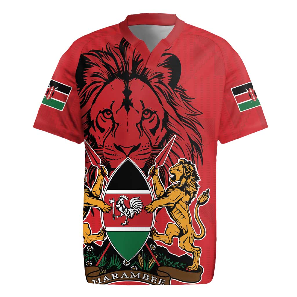 Kenya Rugby Jersey Coat Of Arms With Kente Patterns