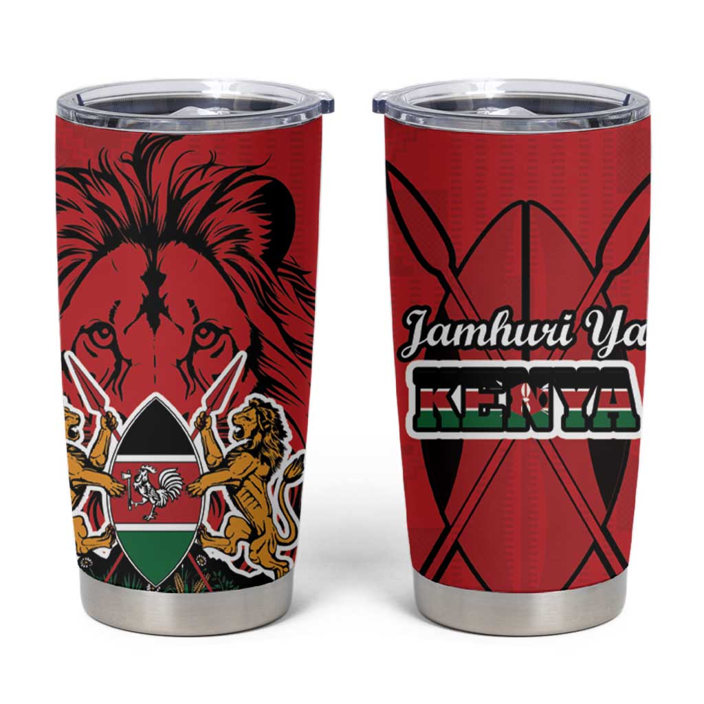 Kenya Tumbler Cup Coat Of Arms With Kente Patterns