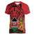 Kenya Women V-Neck T-Shirt Coat Of Arms With Kente Patterns