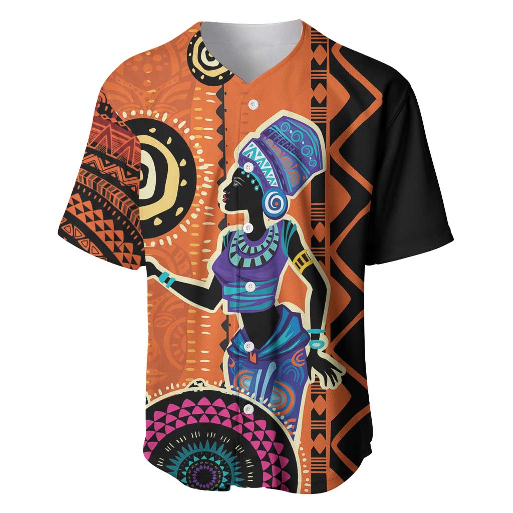 African Woman In Ethnic Dress Baseball Jersey Ethnic Geometric Patterns - Wonder Print Shop