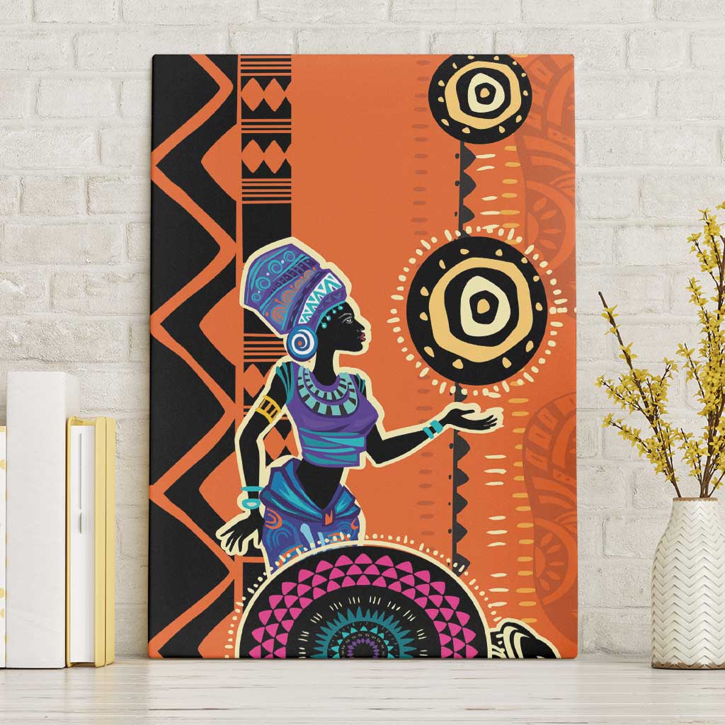 African Woman In Ethnic Dress Canvas Wall Art Ethnic Geometric Patterns - Wonder Print Shop