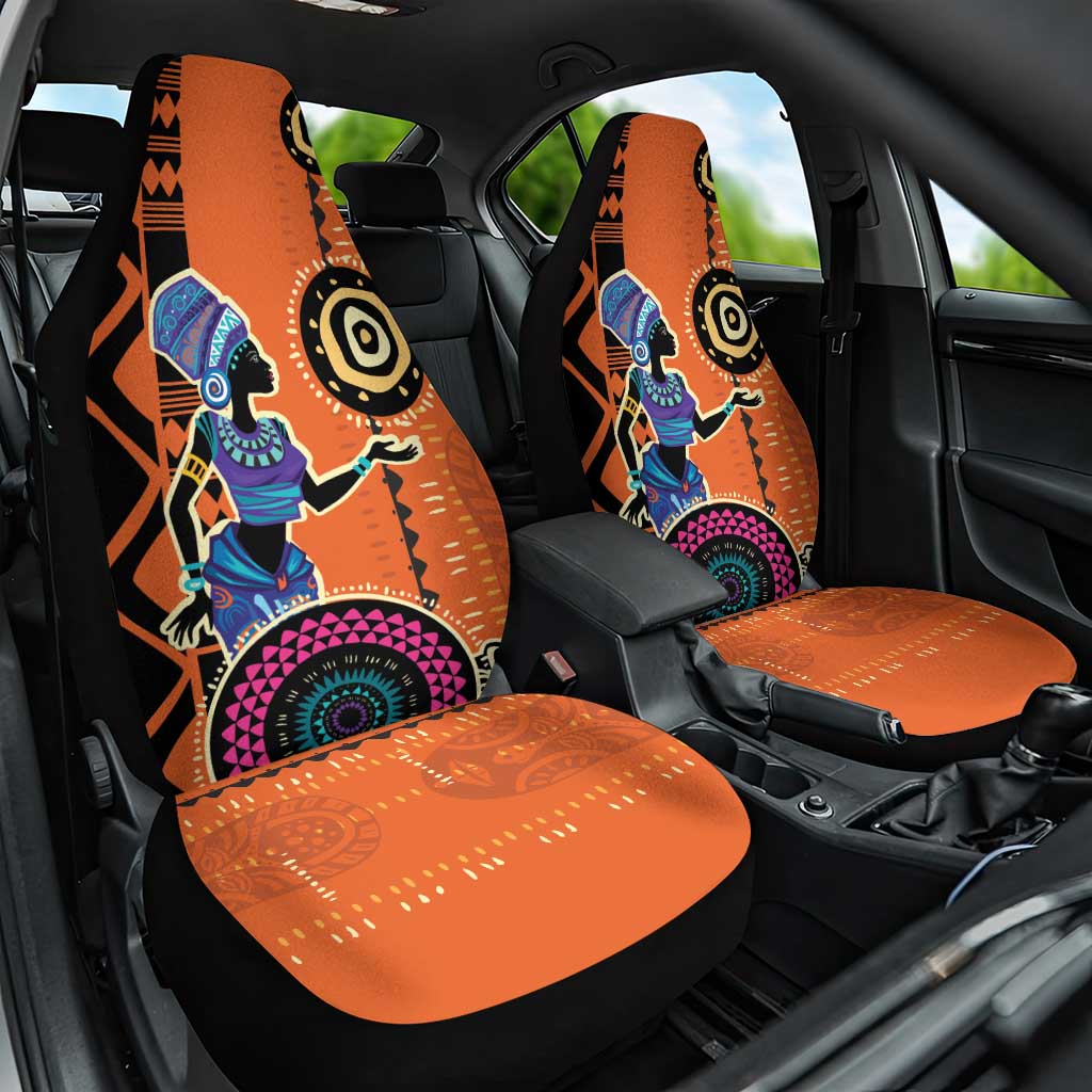 African Woman In Ethnic Dress Car Seat Cover Ethnic Geometric Patterns - Wonder Print Shop