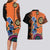 African Woman In Ethnic Dress Couples Matching Long Sleeve Bodycon Dress and Hawaiian Shirt Ethnic Geometric Patterns - Wonder Print Shop