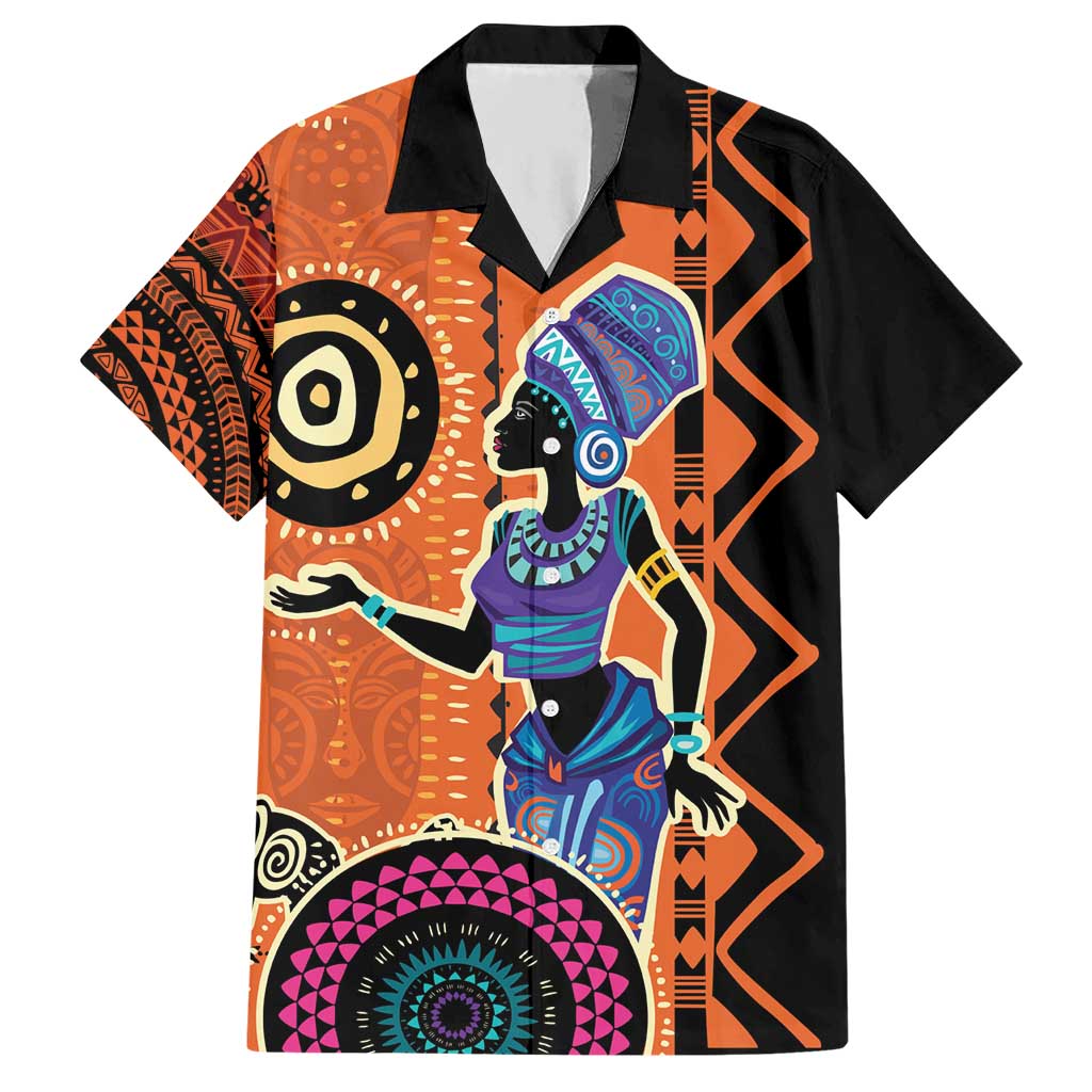 African Woman In Ethnic Dress Hawaiian Shirt Ethnic Geometric Patterns - Wonder Print Shop