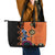 African Woman In Ethnic Dress Leather Tote Bag Ethnic Geometric Patterns