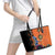 African Woman In Ethnic Dress Leather Tote Bag Ethnic Geometric Patterns