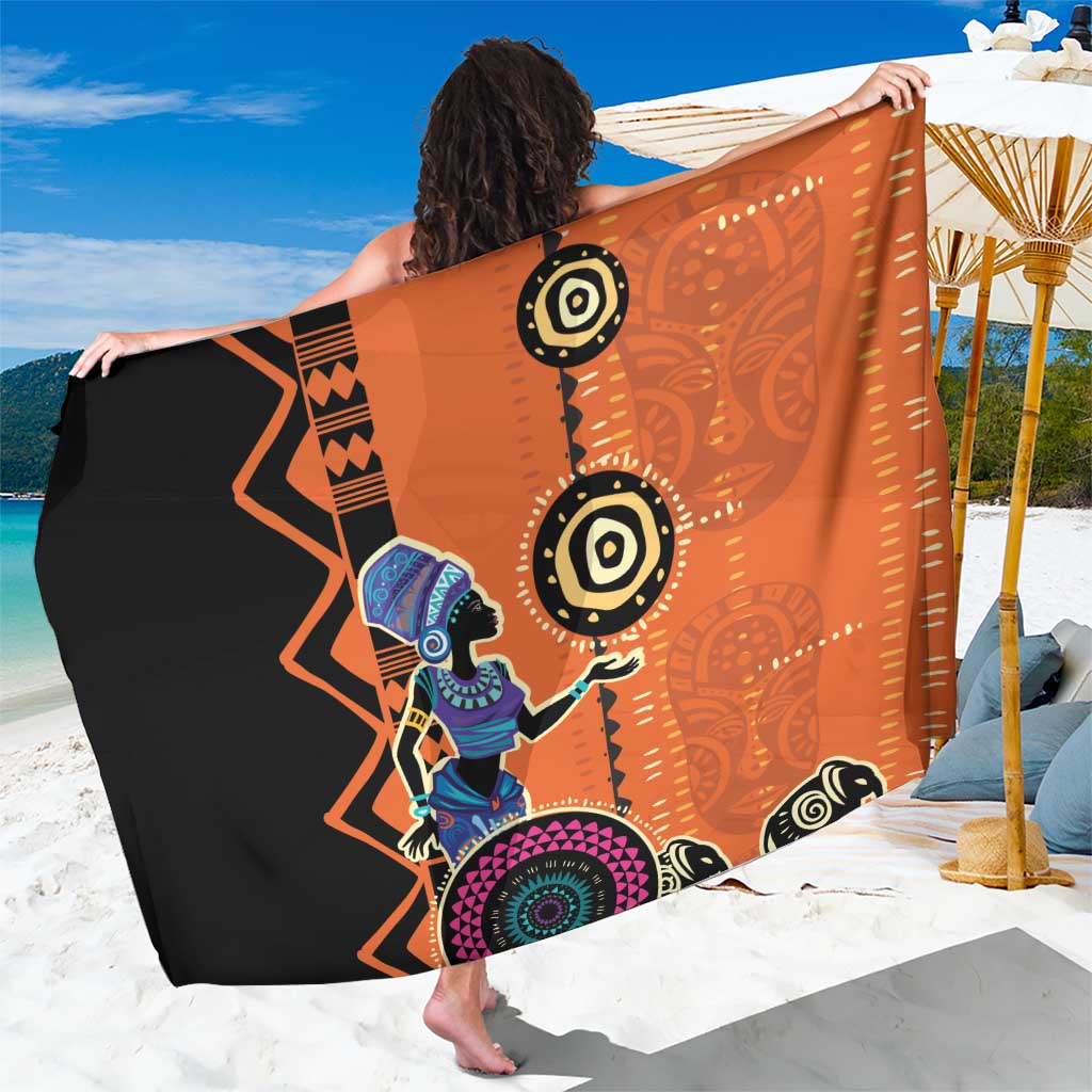 African Woman In Ethnic Dress Sarong Ethnic Geometric Patterns - Wonder Print Shop