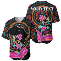 Black baseball jersey with African graphic front and 'YOUR TEXT' on back