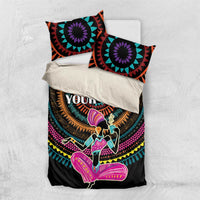 Personalized Africa bedding set with fitted comforter, two pillow shams, mandala print and “YOUR”