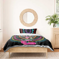 Personalized Africa bedding set featuring black duvet with mandala print and “YOUR TEXT”