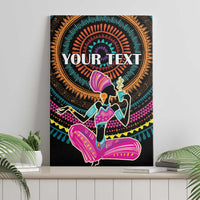 Canvas wall art featuring black woman silhouette, vibrant mandala, and “YOUR TEXT”