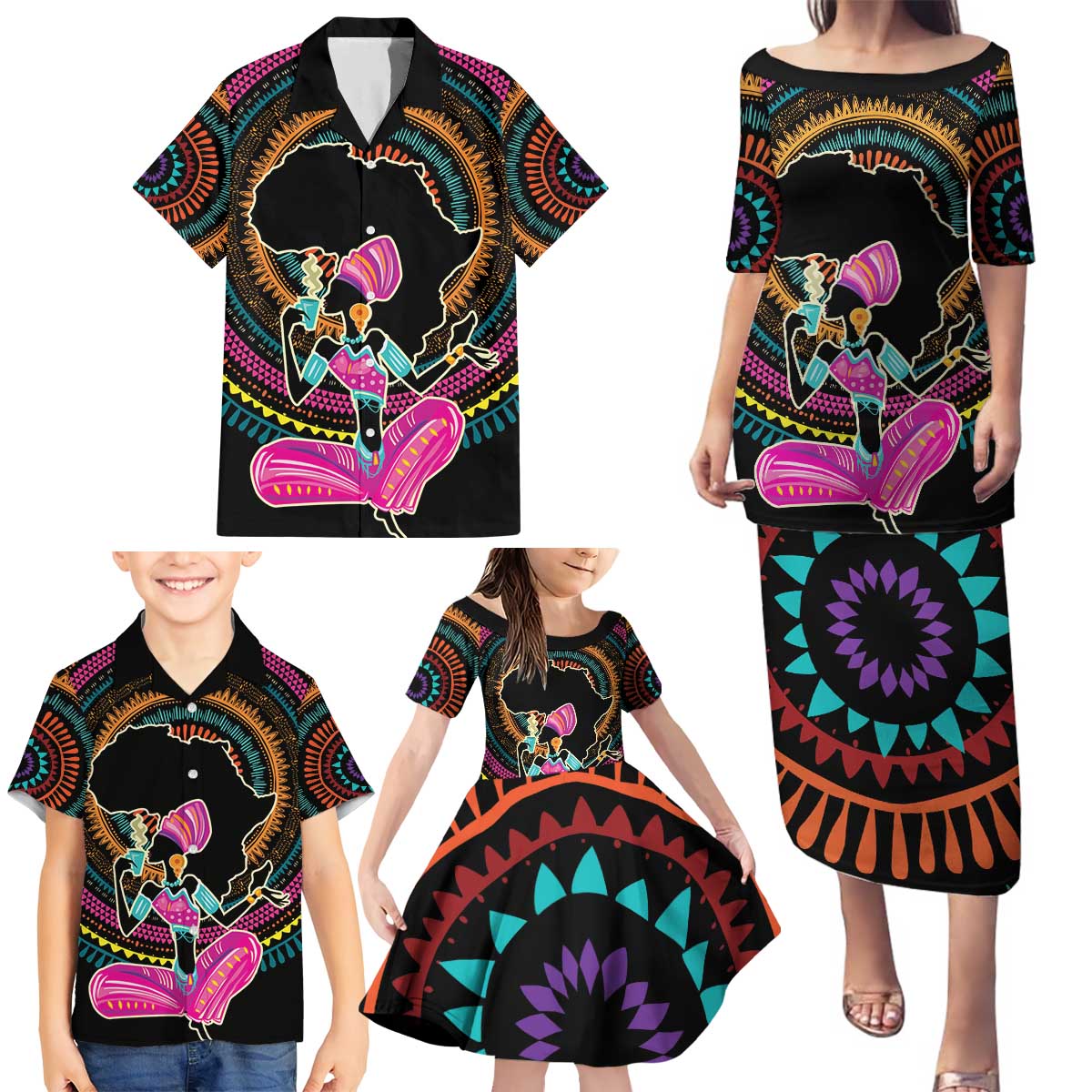 Personalized Africa Family Matching Puletasi and Hawaiian Shirt Beautiful Black Woman - Wonder Print Shop