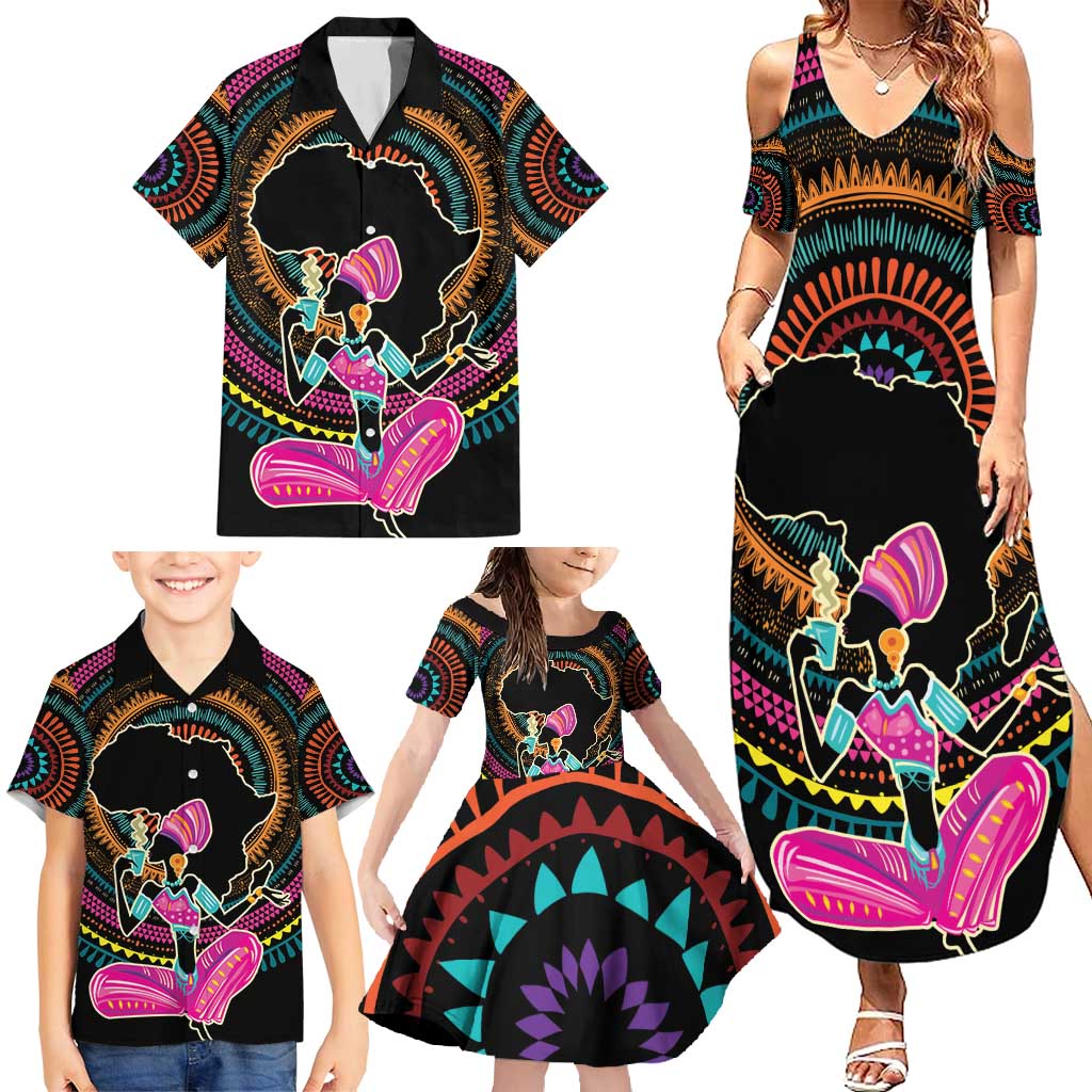 Personalized Africa Family Matching Summer Maxi Dress and Hawaiian Shirt Beautiful Black Woman - Wonder Print Shop