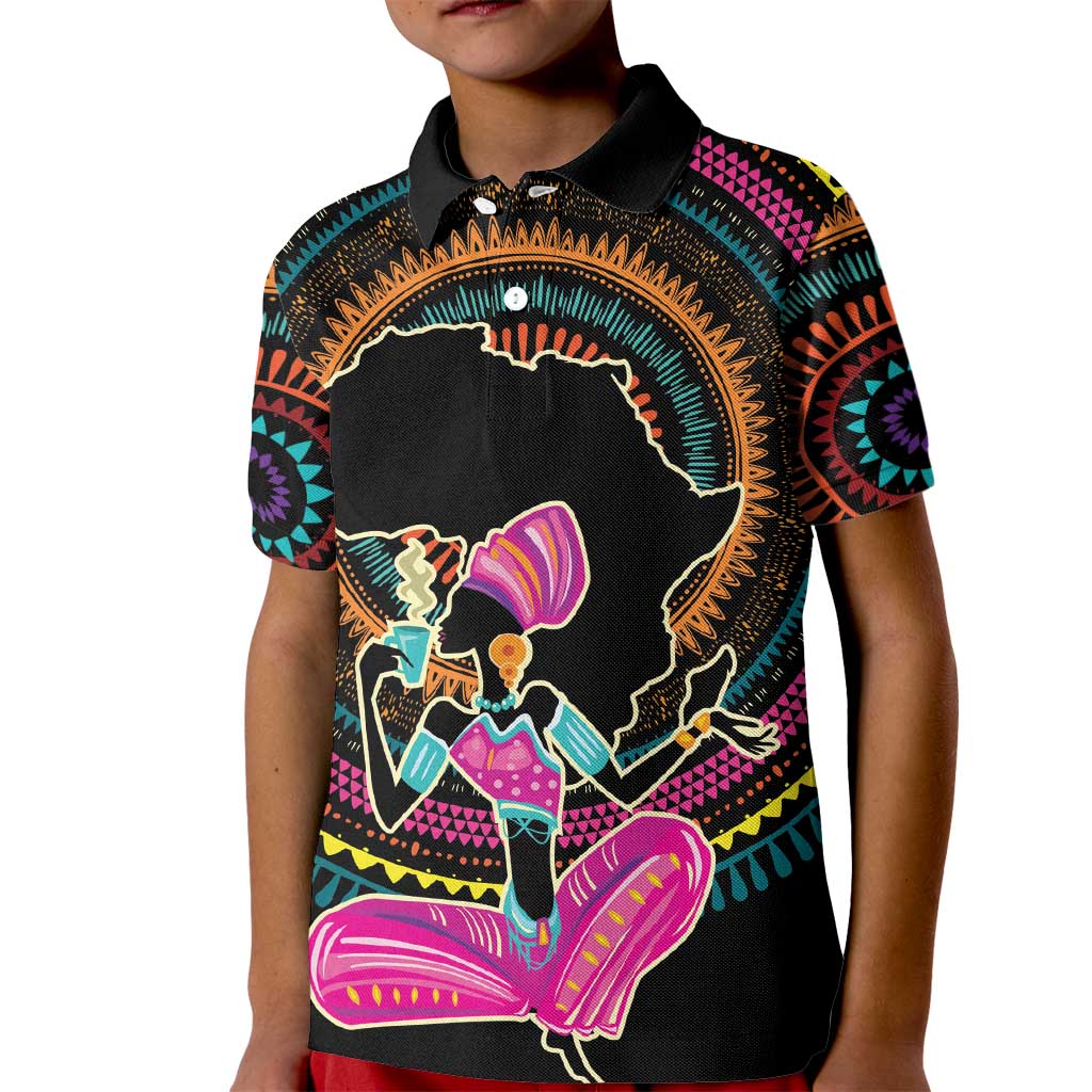 Personalized Africa Kid Polo Shirt Beautiful Black Woman - Wonder Print Shop