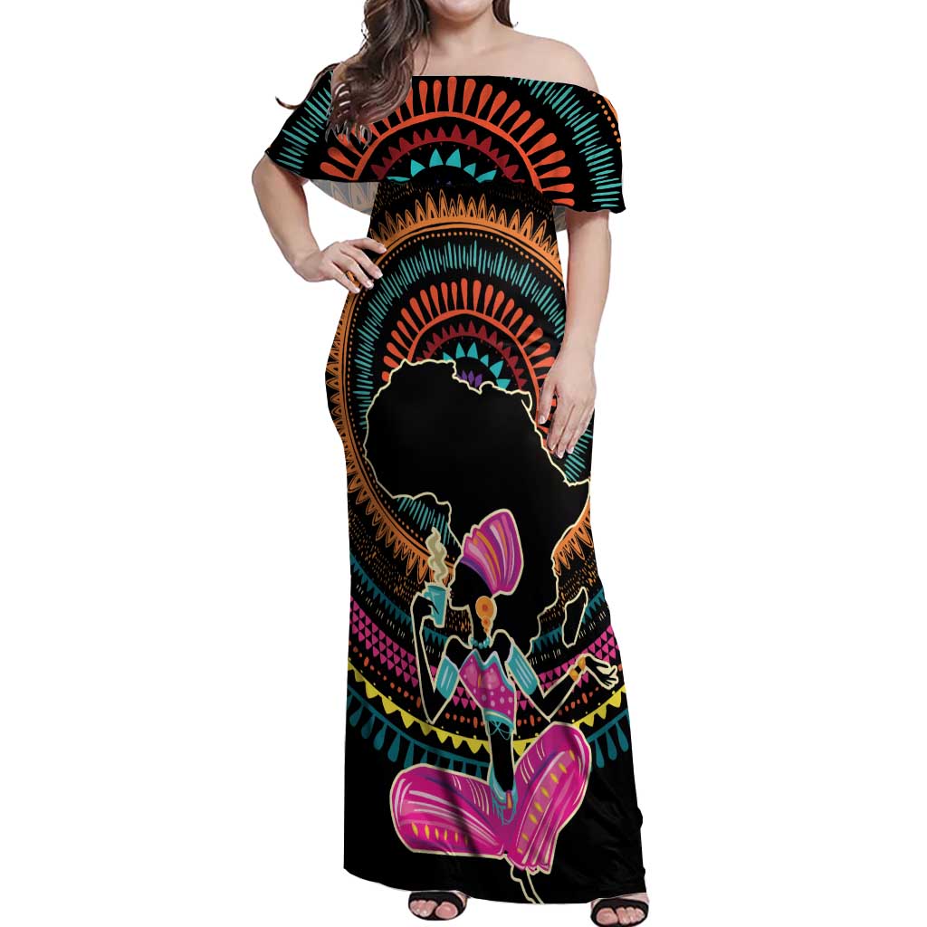 Personalized Africa Off Shoulder Maxi Dress Beautiful Black Woman - Wonder Print Shop