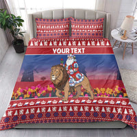 Netherlands Christmas Personalized Bedding Set Santa Riding Lion Fijne Kerstdagen - Wonder Print Shop